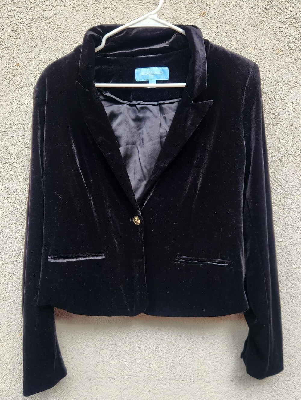DRAPER JAMES RSVP Women’s Cropped Blazer Small Black Plush Velvet Event